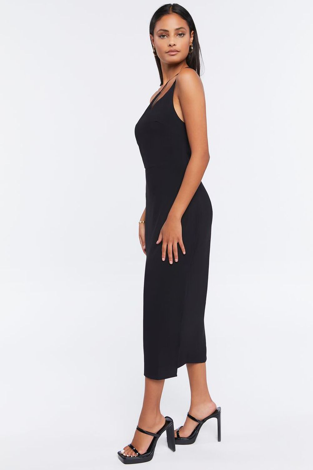 BLACK Cutout One-Shoulder Midi Dress, image 2