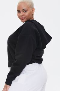 BLACK Plus Size Fleece Zip-Up Hoodie, image 2