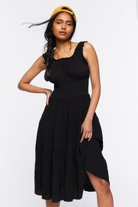 BLACK Sleeveless Tiered Midi Dress, image 4