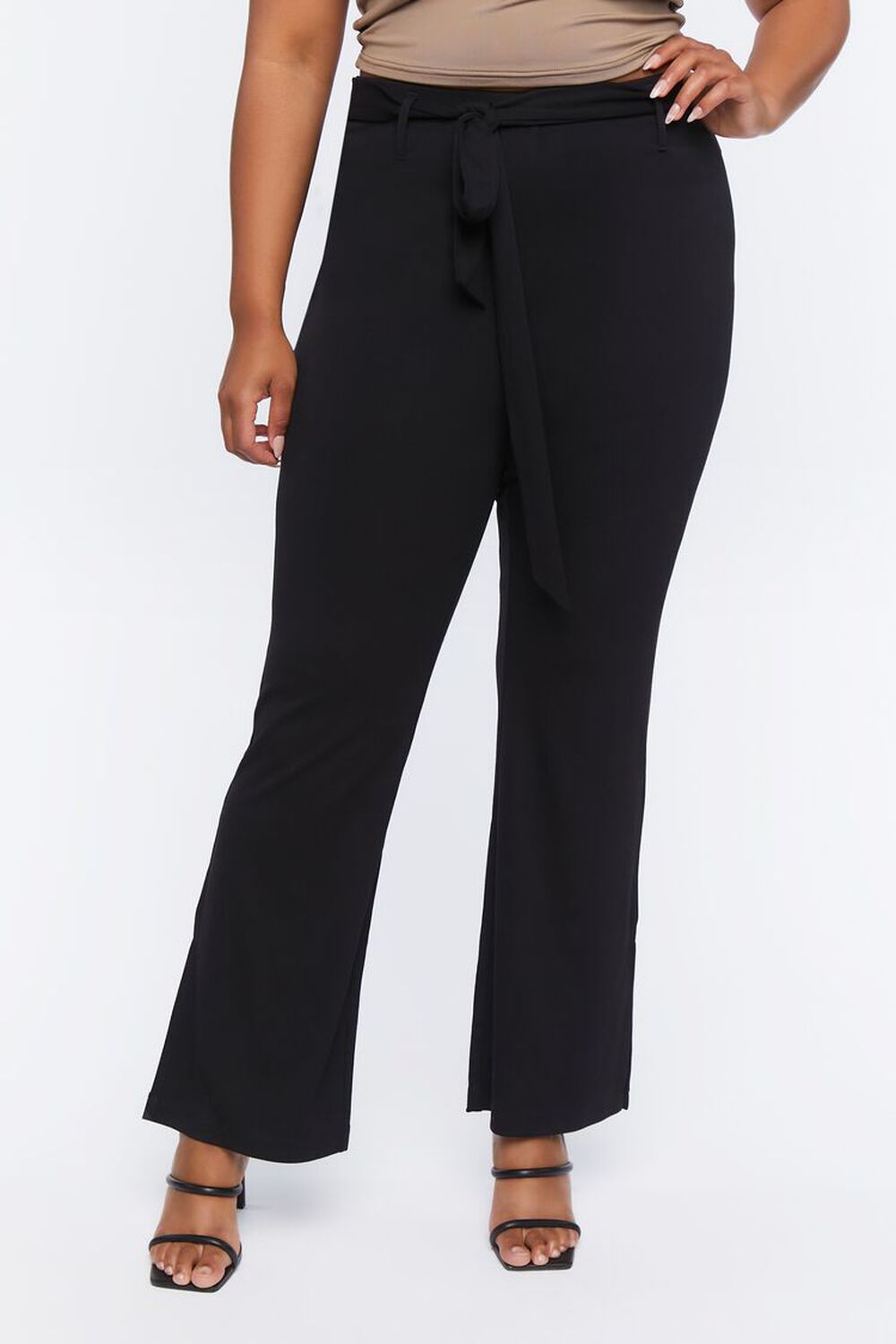 Plus Size Belted Flare Pants, image 2