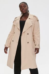TAUPE Plus Size Double-Breasted Coat, image 5