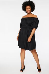 BLACK Plus Size Off-the-Shoulder Dress, image 4