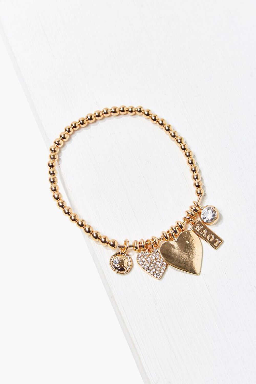GOLD Beaded Heart Charm Bracelet, image 1