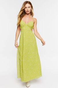 GREEN/MULTI Chiffon Ditsy Floral Print Maxi Dress, image 4