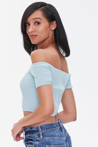 MINT Sweater-Knit Off-the-Shoulder Crop Top, image 2