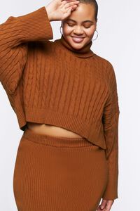 GINGER Plus Size Turtleneck Cable Knit Sweater, image 6