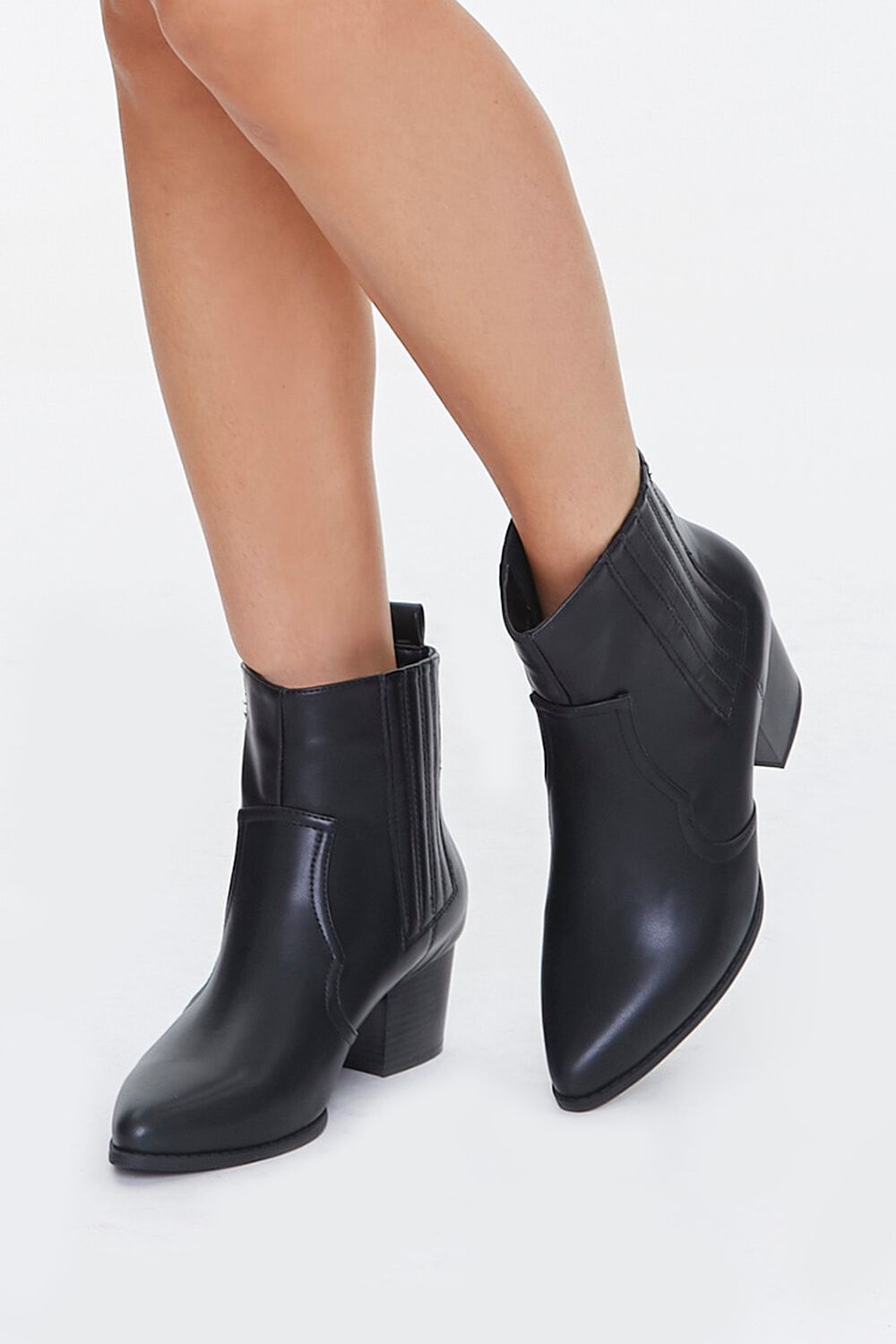 Faux Leather Pointed Toe Booties, image 1