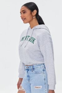 HEATHER GREY/GREEN Embroidered Montauk Cropped Hoodie, image 2