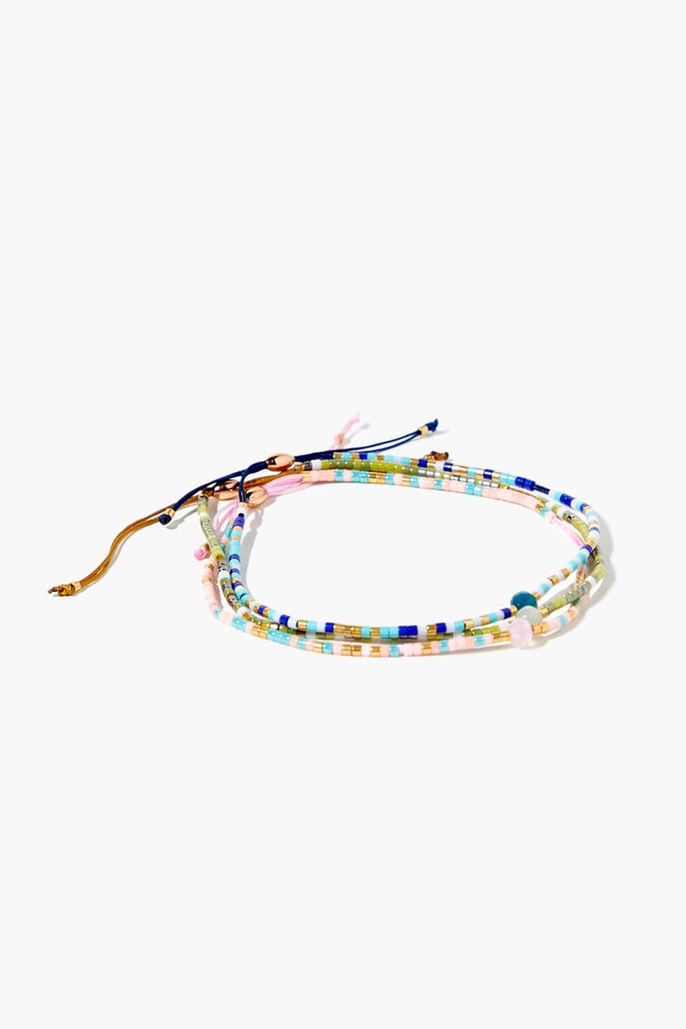 BLUE/MULTI Beaded Pull-Chain Bracelet Set, image 1