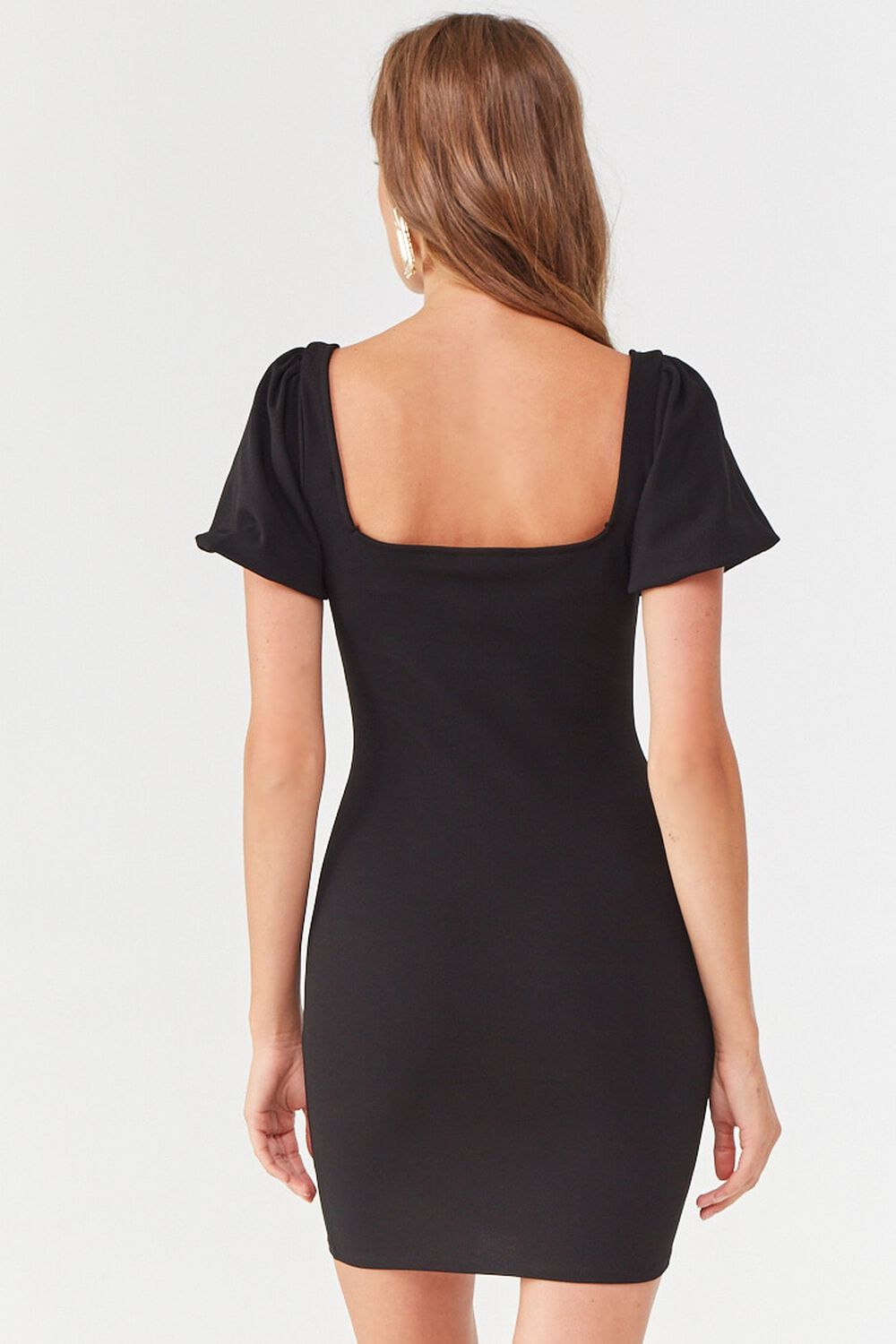 BLACK Puff-Sleeve Bodycon Dress, image 3