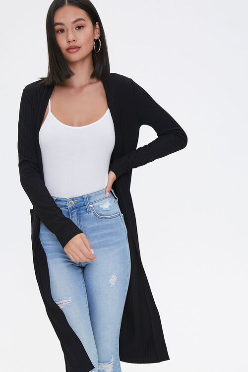 Ribbed Open-Front Cardigan
