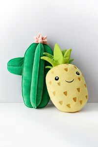 GREEN/PINK Plush Cactus Throw Pillow, image 2