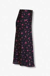 BLACK/MULTI Rose Floral Print Skirt, image 2