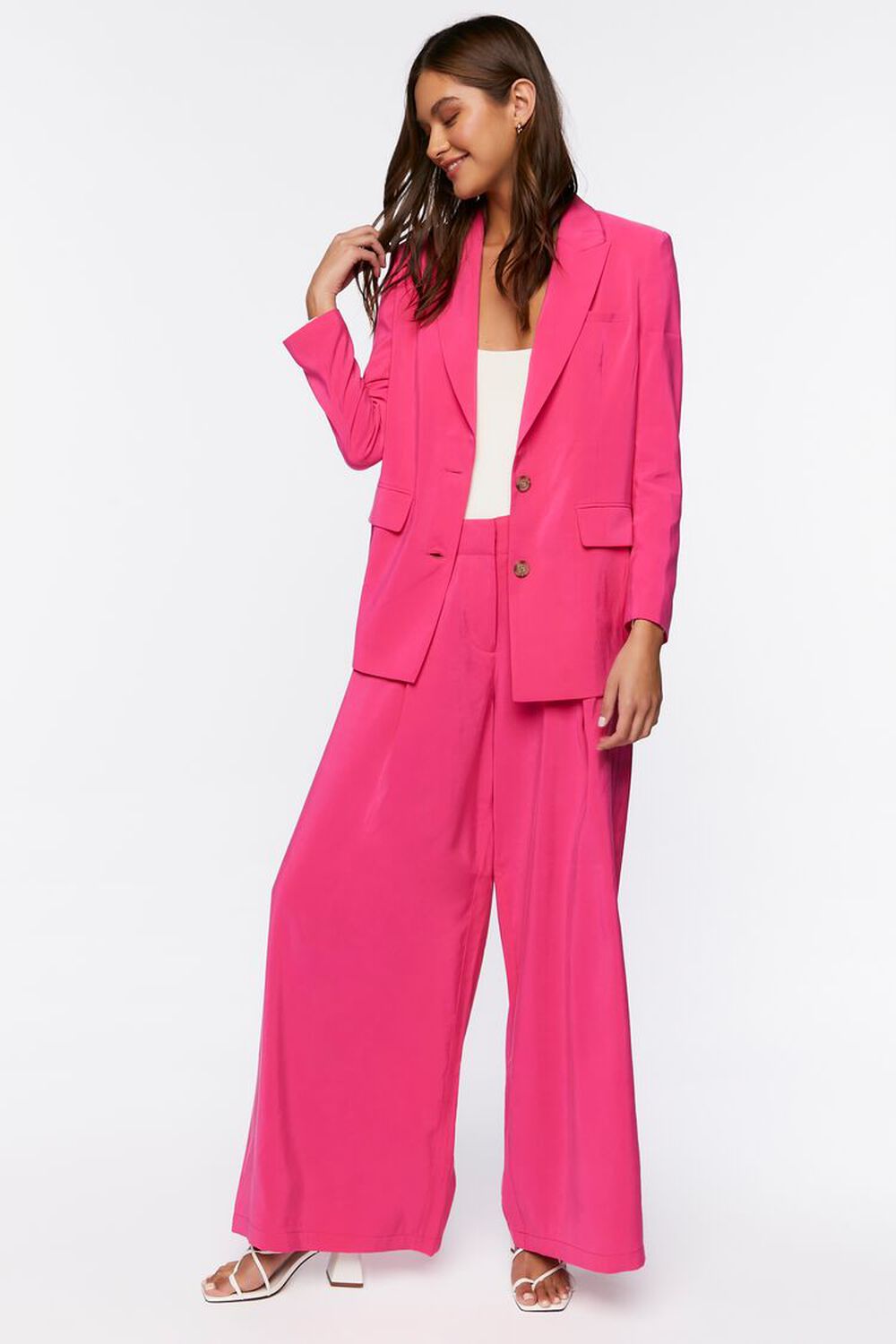 SHOCKING PINK High-Rise Wide-Leg Trousers, image 1