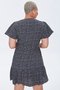 BLACK/CREAM Plus Size Ditsy Floral Mini Dress, image 3