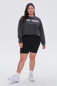 CHARCOAL/WHITE Plus Size New York Cropped Graphic Tee, image 4