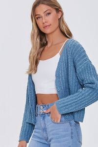 BLUE V-Neck Buttoned Cardigan Sweater, image 1