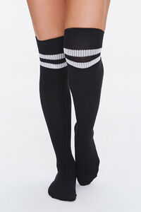 BLACK/WHITE Over-the-Knee Striped Socks, image 4