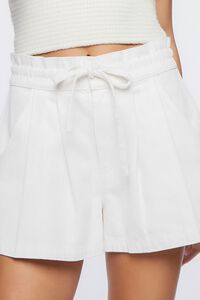 WHITE Twill Drawstring Paperbag Shorts, image 6