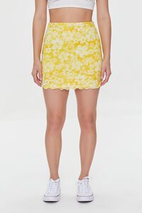 YELLOW/MULTI Floral Print Mesh Mini Skirt, image 2