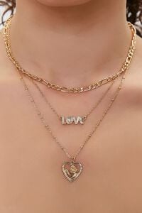GOLD Love Pendant Layered Necklace, image 1