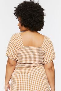 MAPLE/WHITE Plus Size Gingham Crop Top, image 3