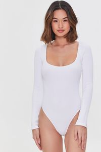 WHITE Fitted Long-Sleeve Bodysuit, image 5