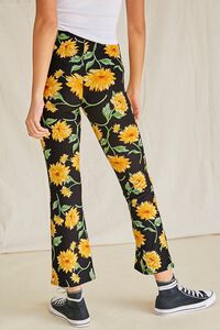 BLACK/MULTI Sunflower Print Flare Pants, image 4