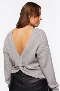 HEATHER GREY Plus Size Twisted-Back Sweater, image 3