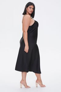 BLACK Plus Size Satin Midi Slip Dress, image 3