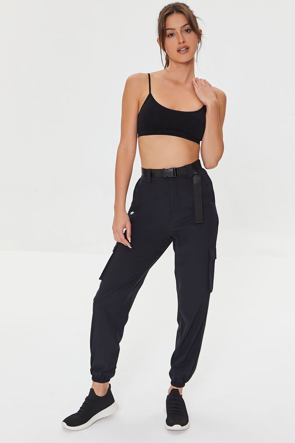 BLACK Active Release-Buckle Belted Joggers, image 1