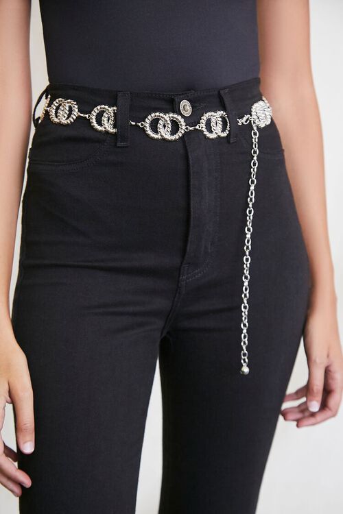 SILVER Twisted O-Ring Chain Hip Belt, image 1