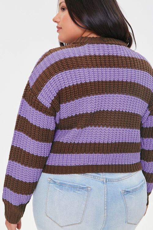 BROWN/PURPLE Plus Size Striped Sweater, image 3