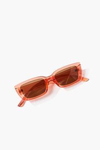 BLUSH/BROWN Semi-Translucent Rectangle Sunglasses, image 4