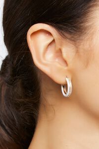 MINT/GOLD Rhinestone-Trim Hoop Earrings, image 1