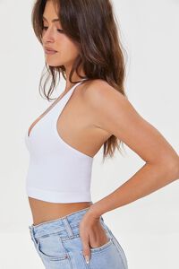 WHITE Seamless Ribbed Knit Halter Top, image 3