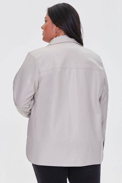 BEIGE Plus Size Faux Leather Jacket, image 3