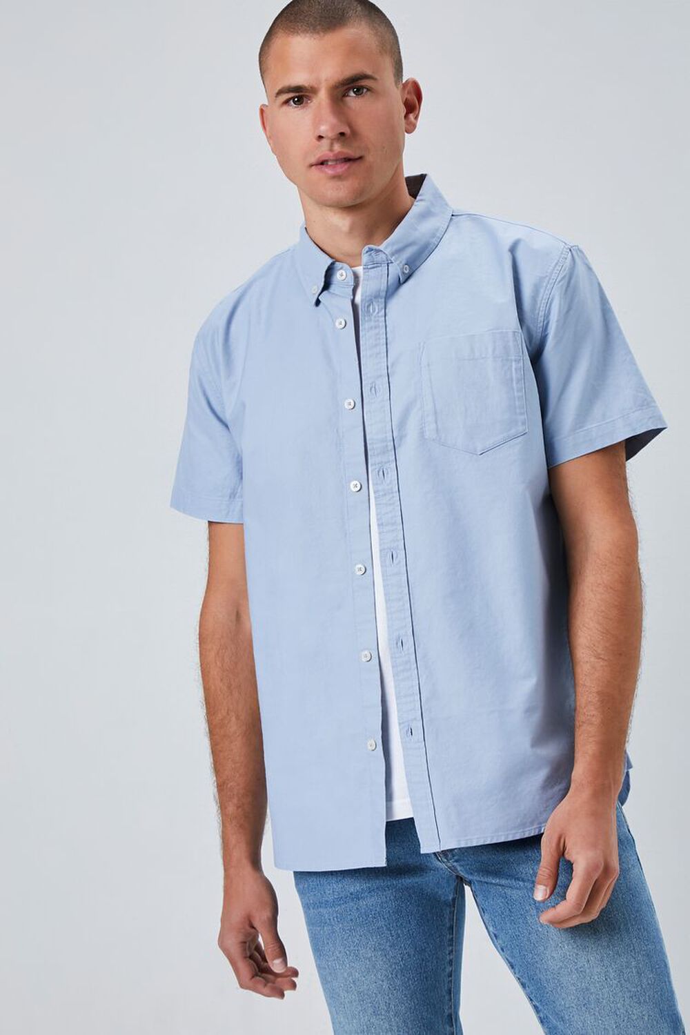 DUSTY BLUE Pocket Button-Front Shirt, image 1