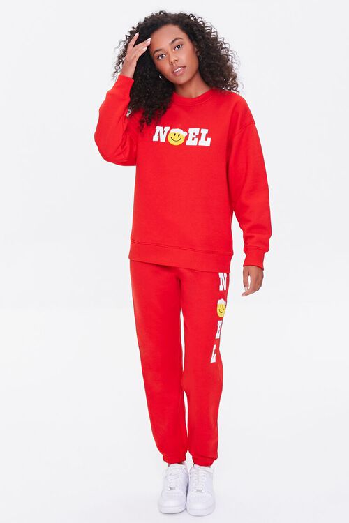 RED/MULTI Fleece Noel Happy Face Pullover, image 4