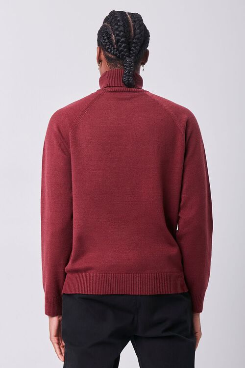 BURGUNDY Turtleneck Raglan Sweater, image 3