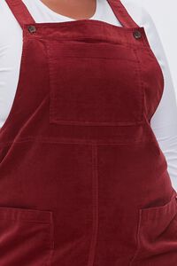 BURGUNDY Plus Size Corduroy Overall Dress, image 5