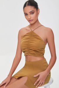 COGNAC Ruched Cropped Cami & Mini Skirt Set, image 7