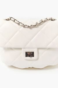 WHITE Quilted Faux Leather Crossbody Bag, image 6