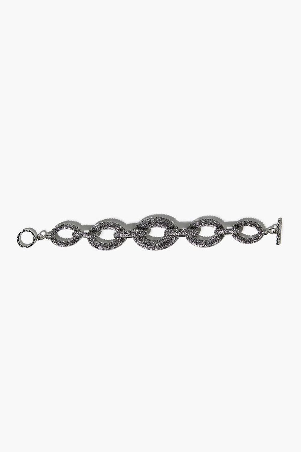 SILVER Rhinestone Chunky Cable Chain Bracelet, image 1