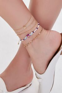 GOLD Beaded Baby Charm Anklet Set, image 1