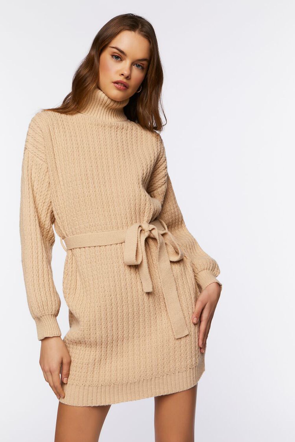 OATMEAL Turtleneck Mini Sweater Dress, image 1