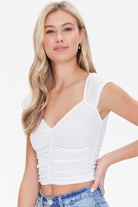 WHITE Ruched Crop Top, image 1