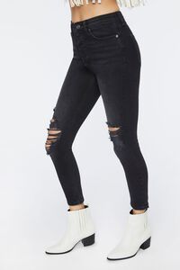 WASHED BLACK Long Distressed High-Rise Jeans, image 3