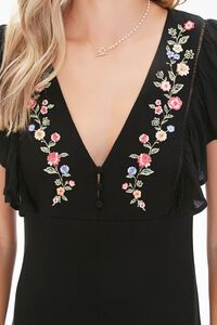BLACK/MULTI Floral Embroidered Midi Dress, image 5