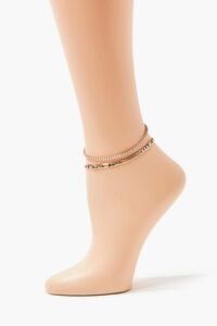 GOLD/CLEAR Rhinestone Chain Anklet Set, image 1